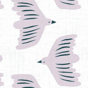  large scale - little birdies -white with lilac