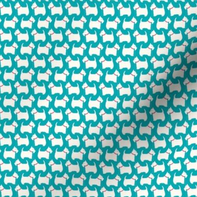 Scottie Dog Love extra small scale in turquoise by Pippa Shaw
