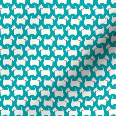 Scottie Dog Love small scale in turquoise by Pippa Shaw