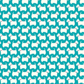 Scottie Dog Love small scale in turquoise by Pippa Shaw