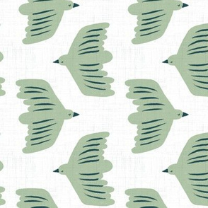 medium scale - little birdies - white/green