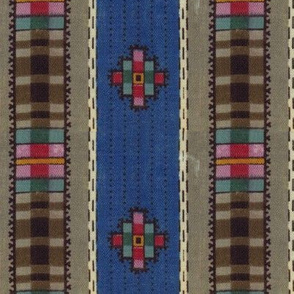 1860s Weaver's Stripe in Lapis and Multi