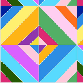Colourful patchwork ,geometric shapes boho pattern 