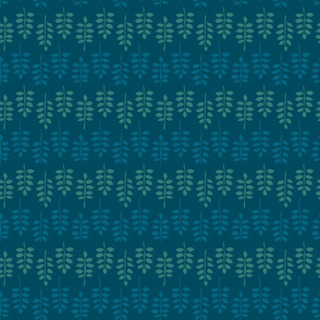 Leaves on branches in teal