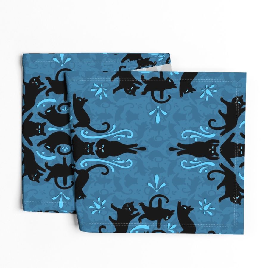 Black Cat Yoga Damask - Large Scale 