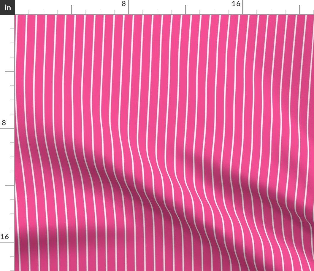 French Rose Pin Stripe Pattern Vertical in White