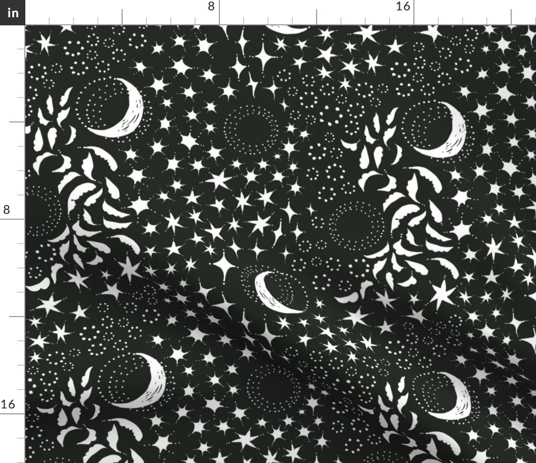 Moon Among the Stars - Black Background