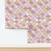 Romantic Curly Floral Moroccan Tile gold, purple c