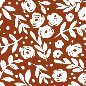 large scale - isabella floral - rust