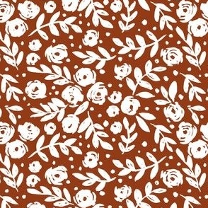 small scale - isabella floral - rust