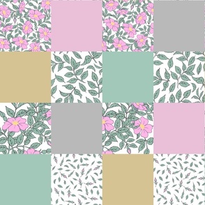 square patchwork with rosehip