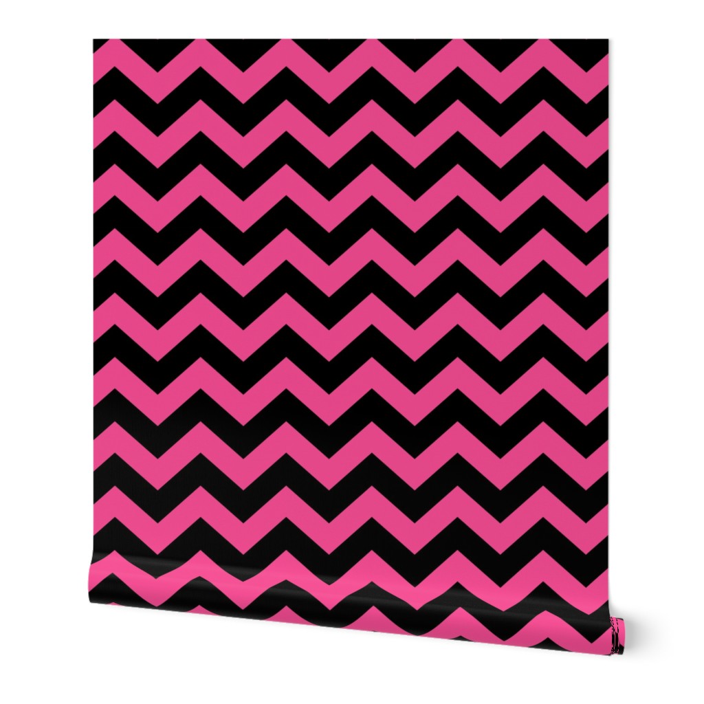 Chevron Pattern - French Rose and Black