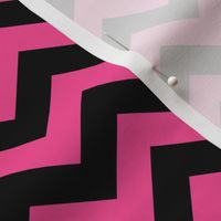 Chevron Pattern - French Rose and Black
