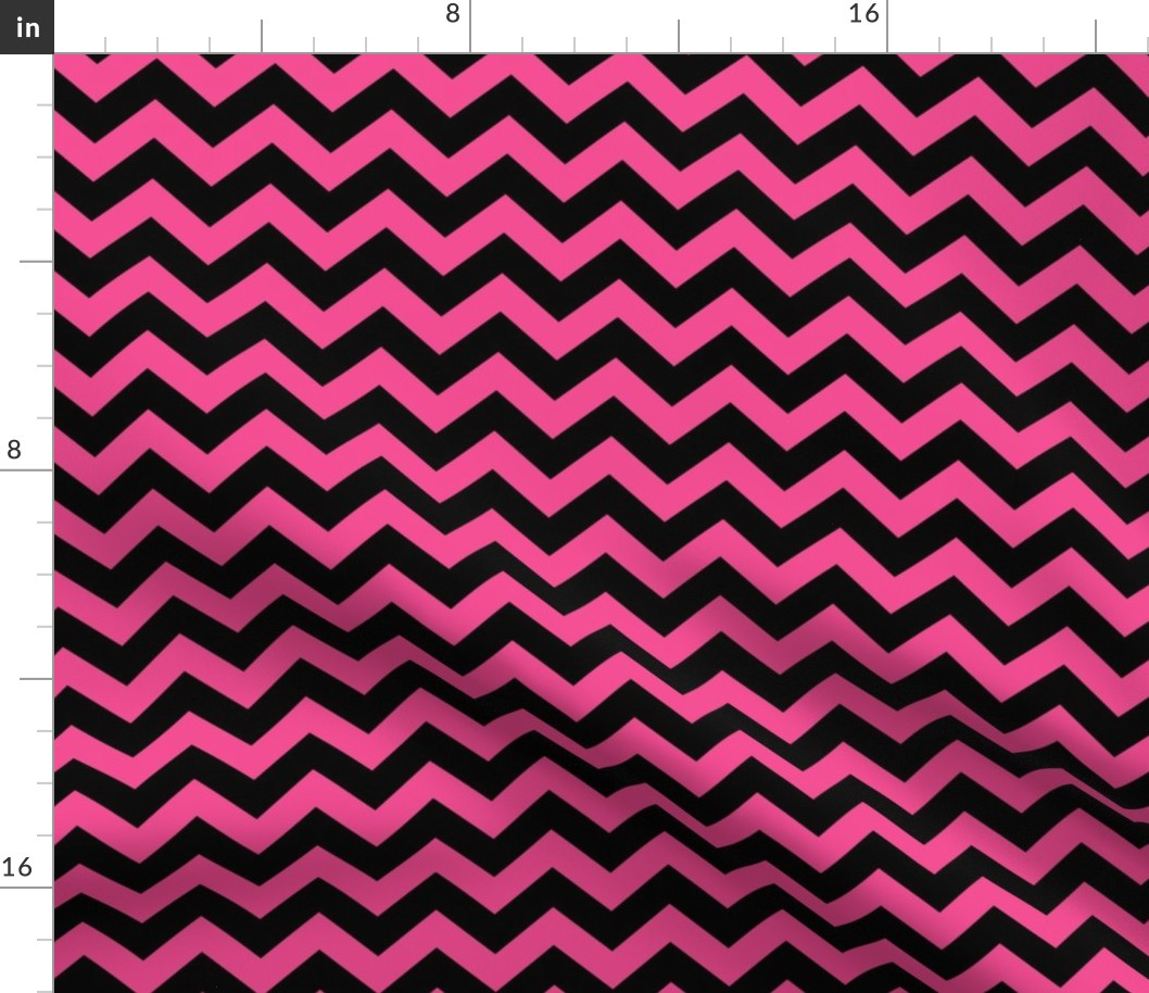 Chevron Pattern - French Rose and Black