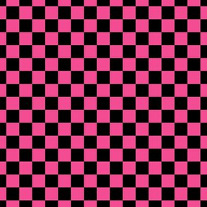 Checker Pattern - French Rose and Black