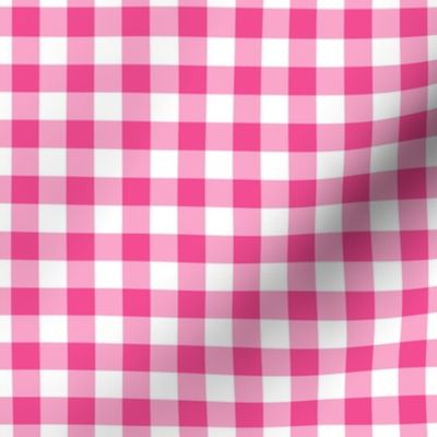 Gingham Pattern - French Rose and White