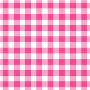 Gingham Pattern - French Rose and White