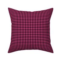 Small Gingham Pattern - French Rose and Black