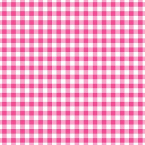 Small Gingham Pattern - French Rose and White