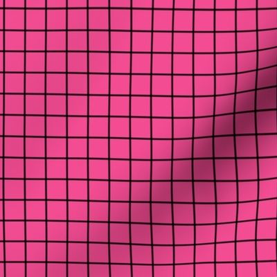 Grid Pattern - French Rose and Black