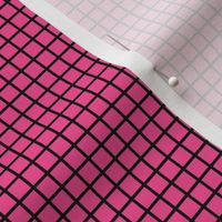 Small Grid Pattern - French Rose and Black