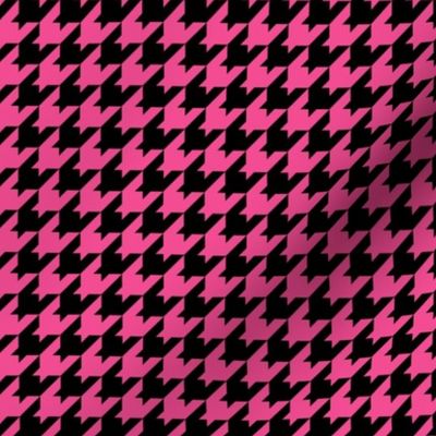 Houndstooth Pattern - French Rose and Black