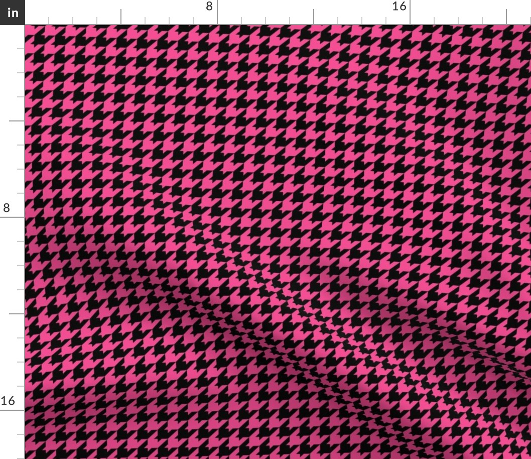 Houndstooth Pattern - French Rose and Black