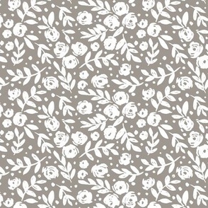 small scale -  isabella floral - gunmetal beige