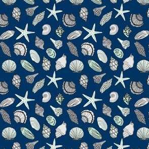 TINY seashells // sea shells beach summer nautical fabric hand-drawn andrea lauren fabric