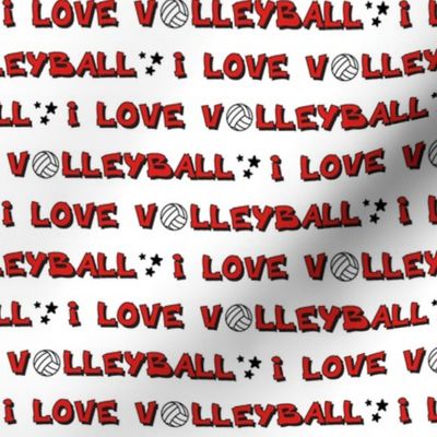 I Love Volleyball Red Type