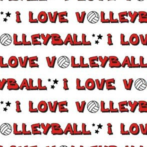 I Love Volleyball Red Type