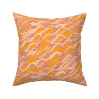 70s retro waves - orange tropical fabric