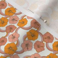 MINI Hibiscus rainbow fabric - retro 70s floral fabric, vintage Hawaiian print - 70s