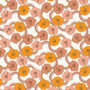 MINI Hibiscus rainbow fabric - retro 70s floral fabric, vintage Hawaiian print - 70s