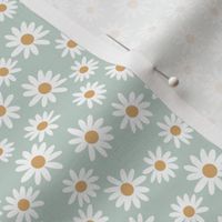 SMALL daisy print fabric - daisies, daisy fabric, baby fabric, spring fabric, baby girl, earthy - sage