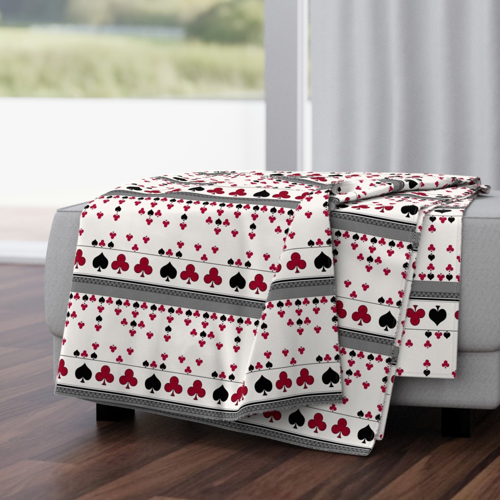 Red-black-and-white pattern table cards