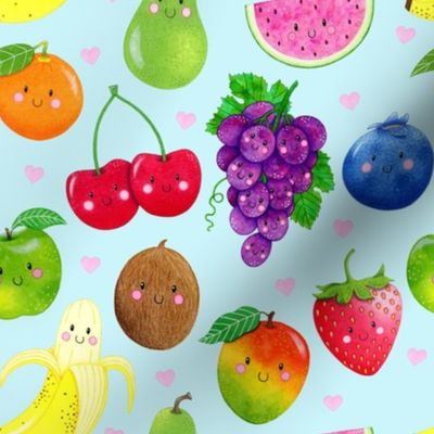 Cute Fruits - Extra Light Teal