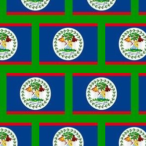 Belize flag fabric -North American flag fabric green