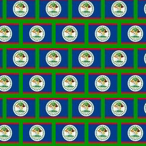 TINY Belize flag fabric -North American flag fabric green
