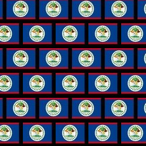 TINY Belize flag fabric -North American flag fabric black