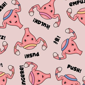 Strong Pregnant Uterus Languages PUSH! Pink, large