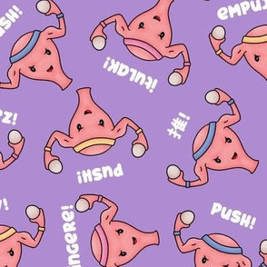 Strong Pregnant Uterus Languages PUSH! Purple, large