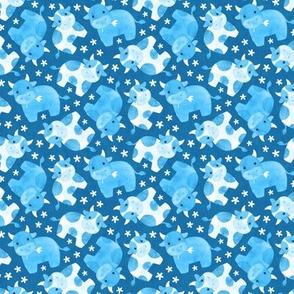 Cute Cows with Ditsy Daisies - blueberry ice cream blue - small