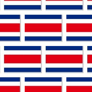 Costa Rica flag fabric - Costa Rican stripes -White