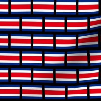 SMALL Costa Rica flag fabric - Costa Rican stripes -WHITE 