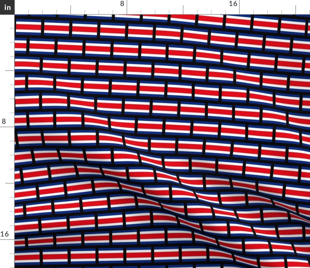 SMALL Costa Rica flag fabric - Costa Rican stripes -WHITE 