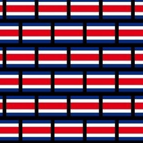 TINY Costa Rica flag fabric - Costa Rican stripes -BLACK