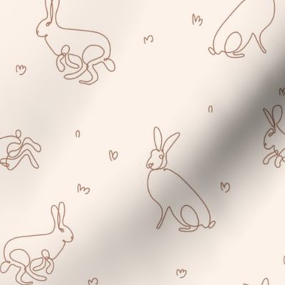 rabbit line-drawing brown on beige