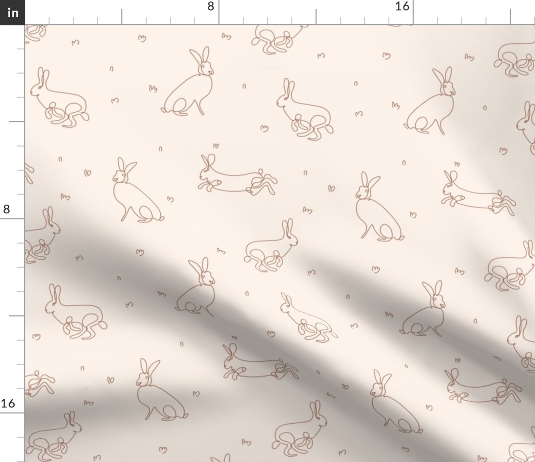 rabbit line-drawing brown on beige