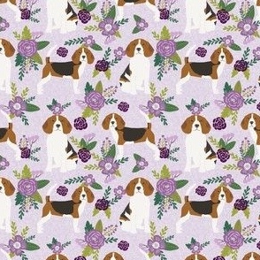 SMALL beagle floral fabric purple